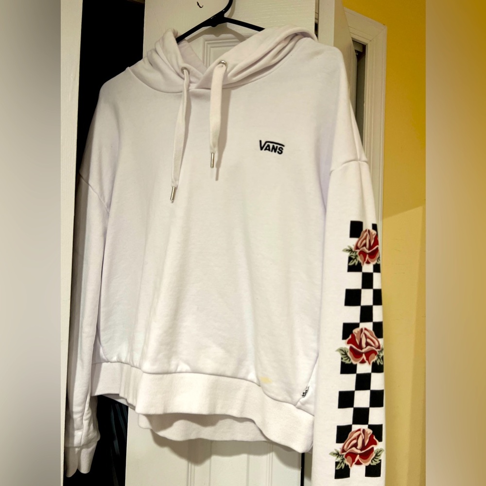 White Patterned Vans Hoodie